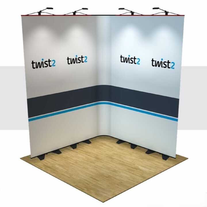 Twist2 2x2 L-Shape Banner Stand Display Wall