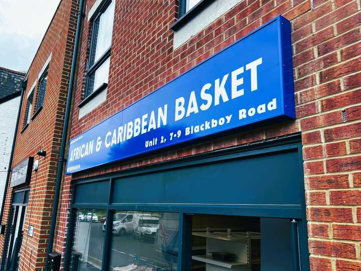 Slimline Lightbox Fascia Sign for African & Caribbean Basket