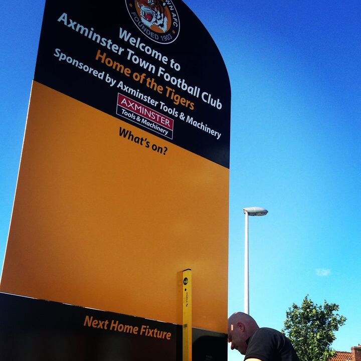 Axminster Football Club Post Mounted Roadside Sign