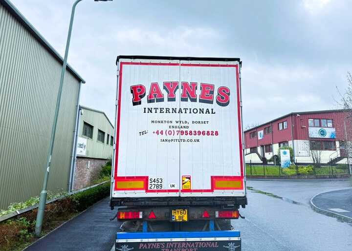 Completed lorry graphics application for Paynes