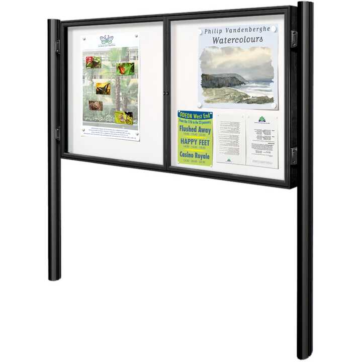 1000 Double Door Magnetic External Notice Board With Post Kit