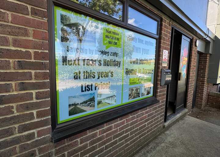 Custom Printed Full-Colour Window Graphics for Newlands Holiday Park