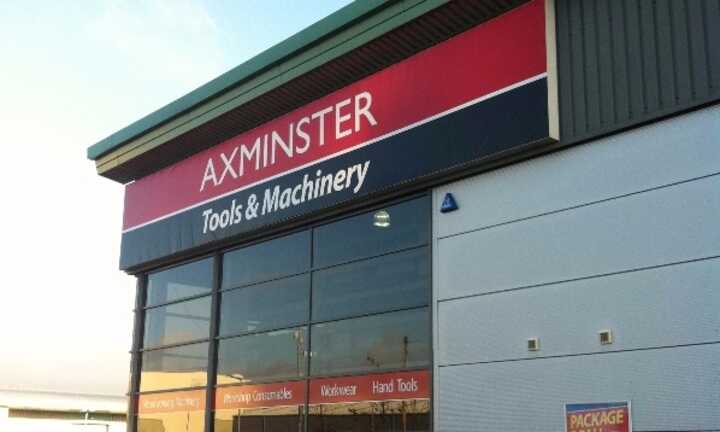 Flex Face Illuminated Signage, ACM Signs & Internal Branded Displays for Axminster Power Tools 