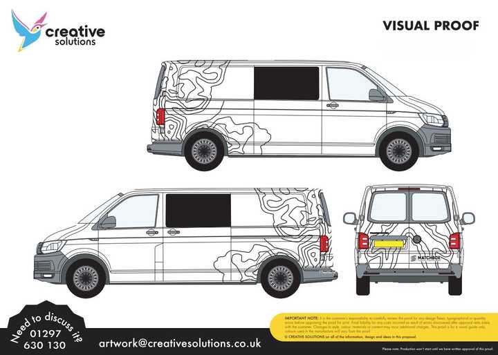 Contour Line Vehicle Graphics for VW Transporter Converted Camper Artwork Proof