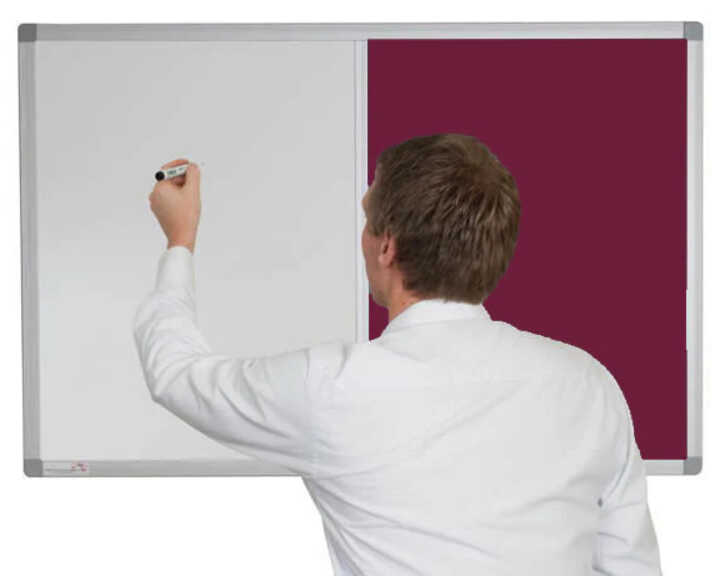 Combination Non-Magnetic Whiteboard With Corded Hessian Fabric