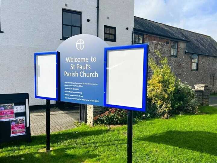 Custom Post Mounted Church Signage & Display for St Paul's Parish Church