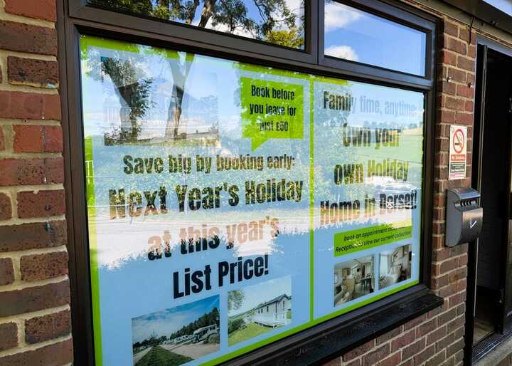 Custom Printed Full-Colour Window Graphics for Newlands Holiday Park