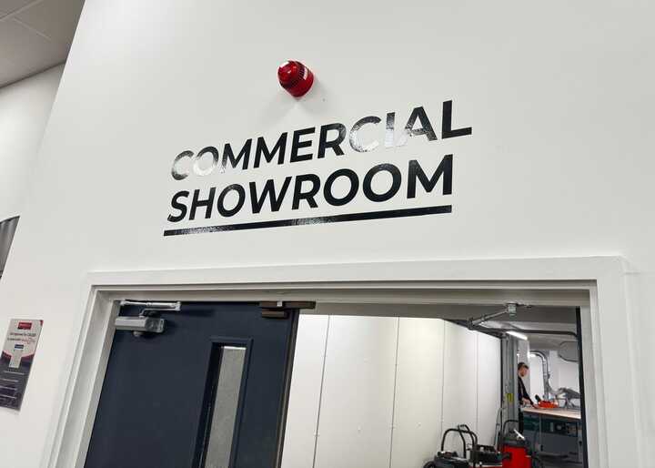 Cut Vinyl Wall Graphics Text Inviting You Into The New Commercial Showroom