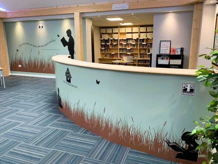 Custom Printed Feature Wall & Counter Graphic for Neroche School