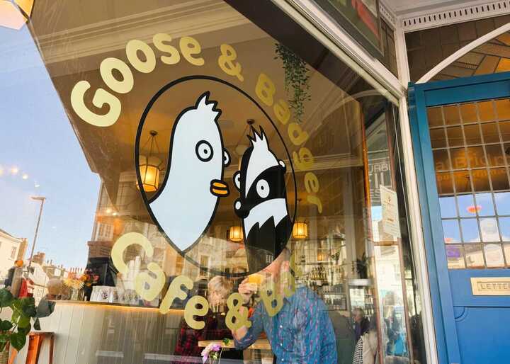 Custom Printed Window Graphics for Goose & Badger Cafe & Bar