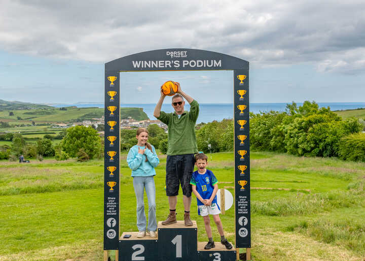 Custom Winners Podium display for Dorset Foot Golf Course at Highlands End Holiday Park