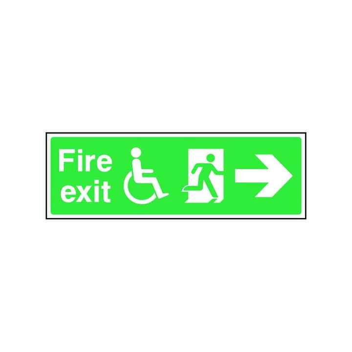 Fire Exit With Wheelchair Icon & Arrow Right