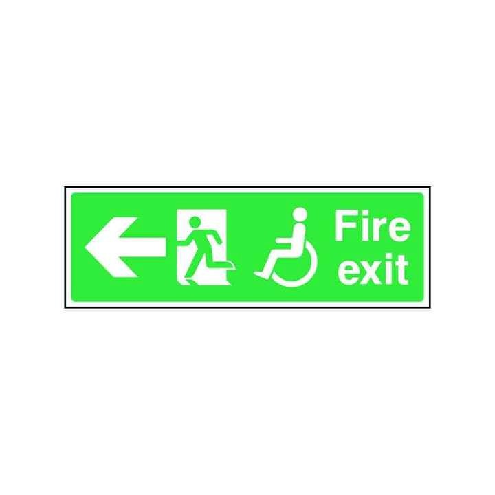 Fire Exit With Wheelchair Icon & Arrow Left