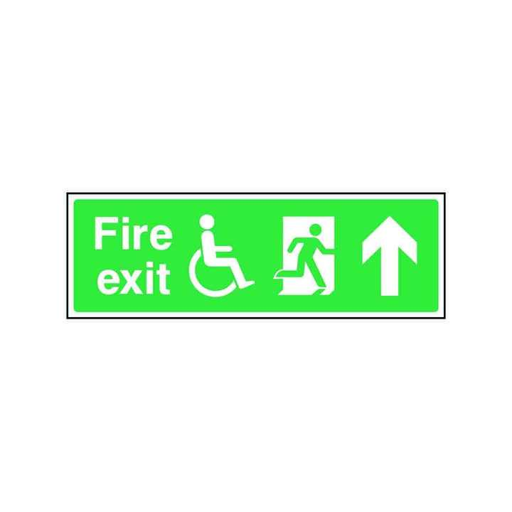 Fire Exit With Wheelchair Icon & Arrow Up