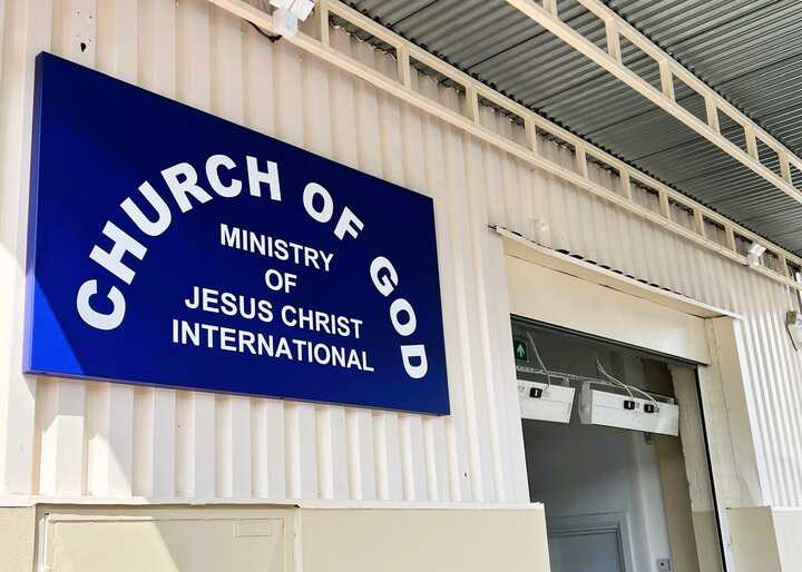 Fabricated Aluminium Tray Sign  - Church Of God - Ministry of Jesus Christ International