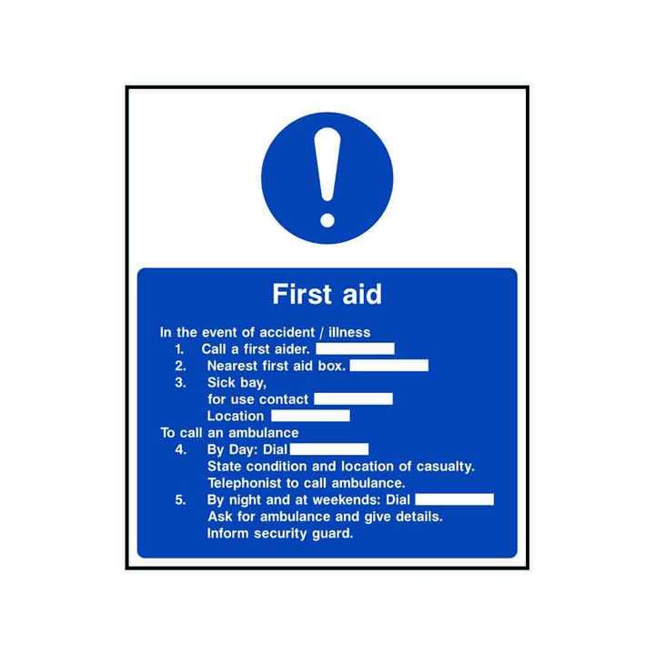 First Aid In The Event Of Accident / Illness