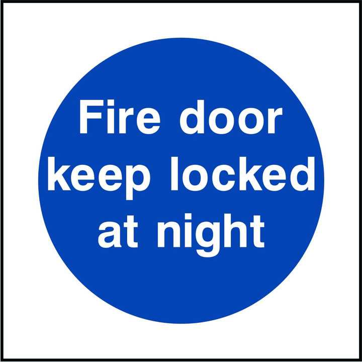 Fire Door Keep Locked At Night Sign