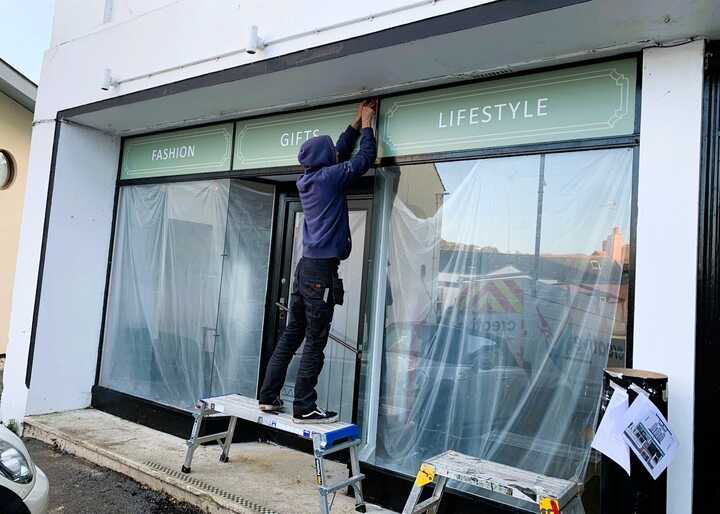 Full Colour Block Out Window Graphics - Shop Branding for The Urban Fox in Lyme Regis