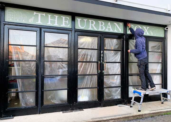 Full Colour Block Out Window Graphics - Shop Branding for The Urban Fox in Lyme Regis