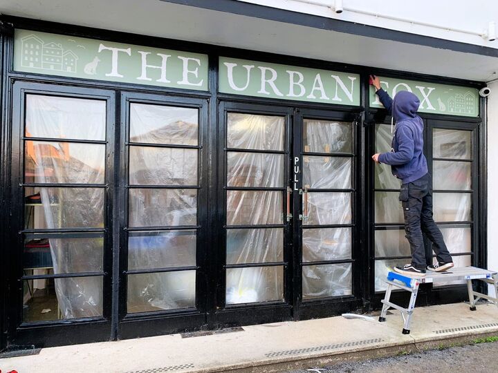 Full Colour Block Out Window Graphics - Shop Branding for The Urban Fox in Lyme Regis.jpg