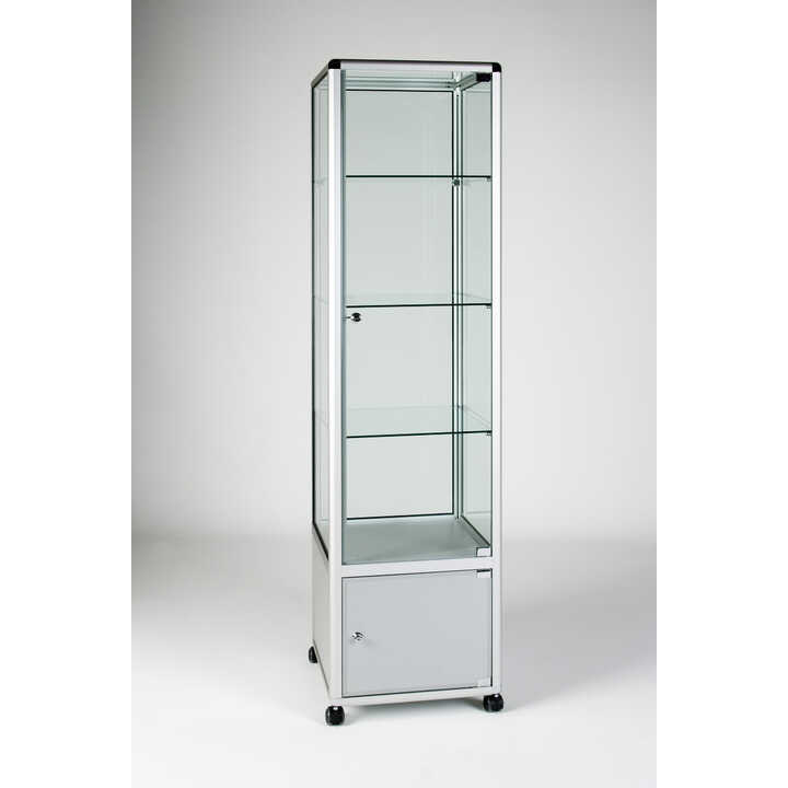 Glass Tower Display Cabinet Showcase With Cupboard