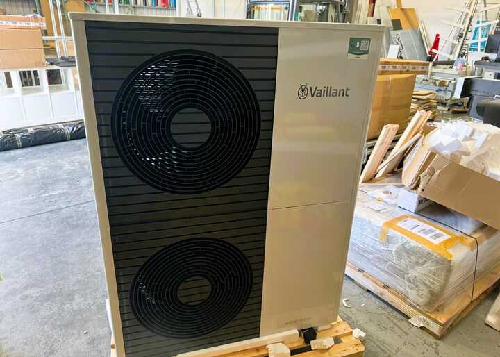 Freshly delivered Vaillant aroTHERM ASHP Unit ready for wrapping