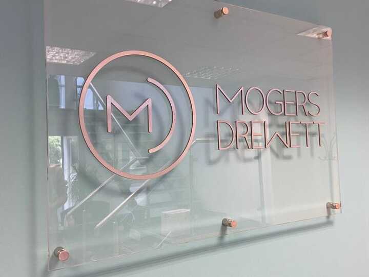 Internal Acrylic Logo Panels for Mogers Drewett