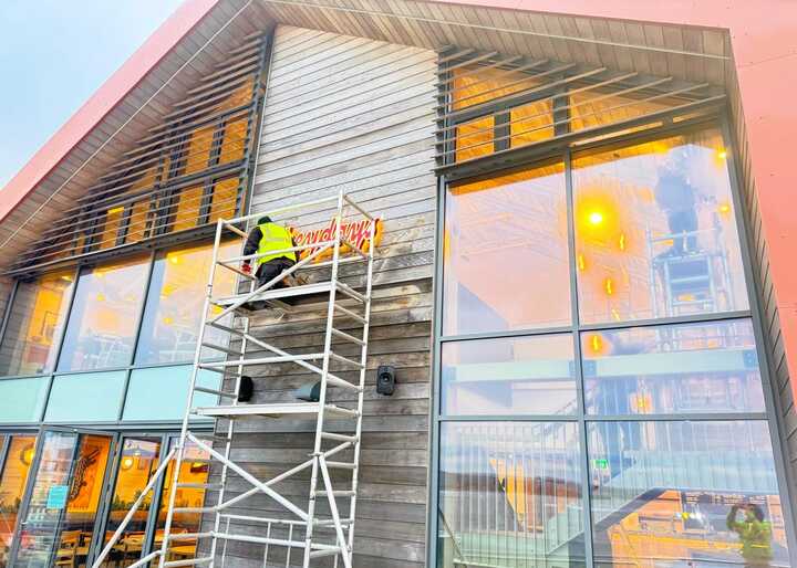 Installing Illuminated Signage for Heydays Restuarant in Exmouth