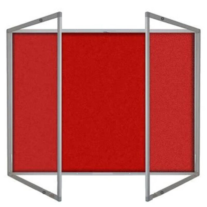 Lockable Premium Felt Noticeboard - Double Door - CHERRY RED.jpg