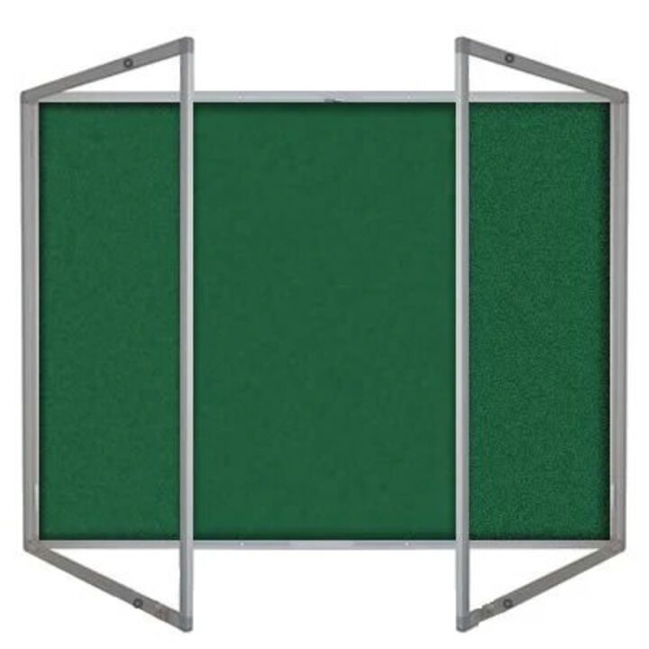 Lockable Premium Felt Noticeboard - Double Door - DARK GREEN.jpg