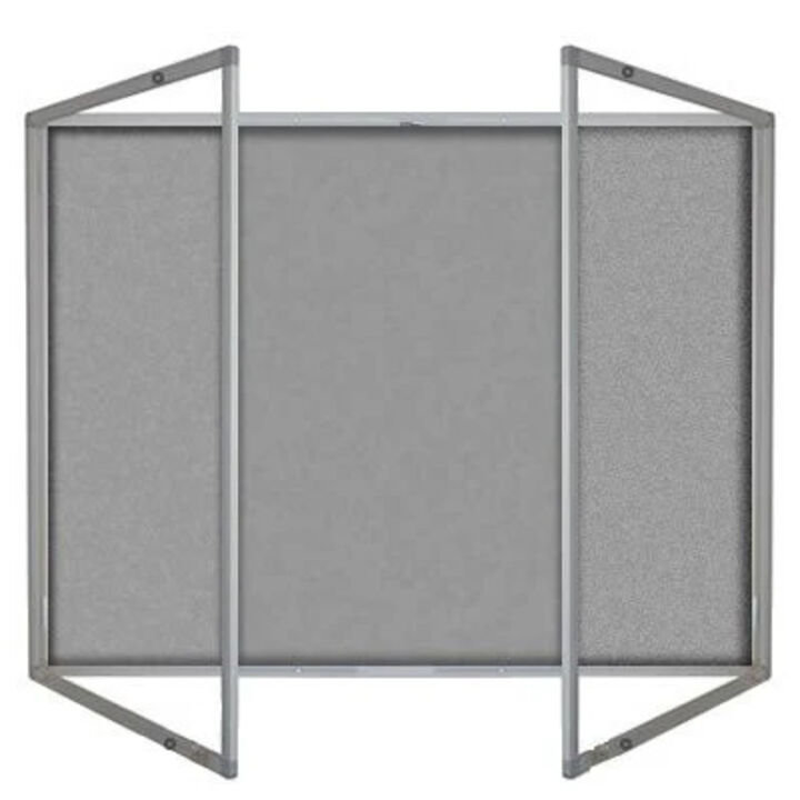 Lockable Premium Felt Noticeboard - Double Door - SILVER.jpg