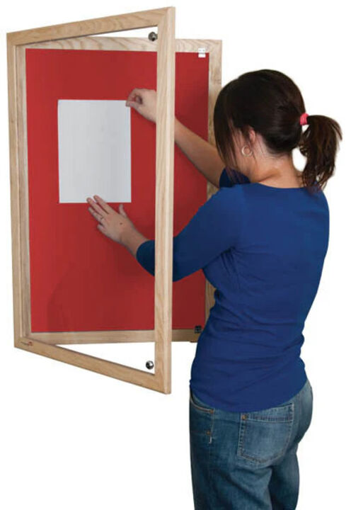 Lockable Wooden Framed Premium Felt Noticeboard - CHERRY RED.jpg