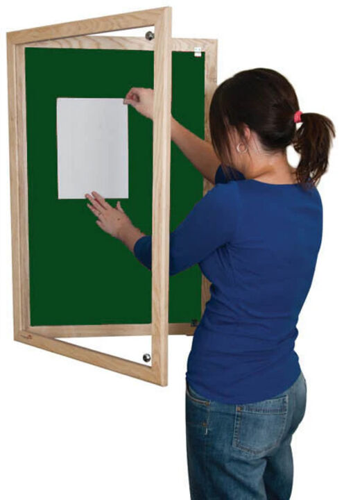 Lockable Wooden Framed Premium Felt Noticeboard - DARK GREEN.jpg