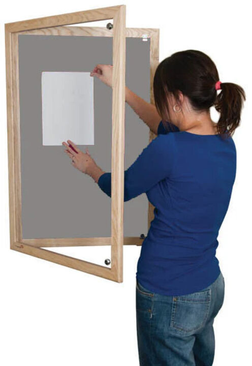 Lockable Wooden Framed Premium Felt Noticeboard - SILVER.jpg