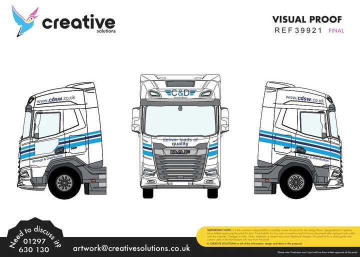C&D Southwest lorry Cab Graphics Digital Artwork Proof