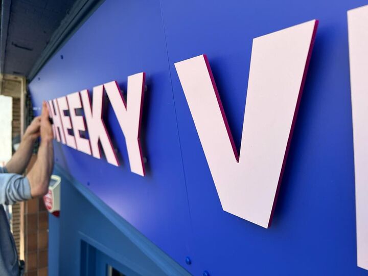 New Restaurant Signage for The Cheeky Vegan in Exeter Close Up of Stand Off Lettering.jpg