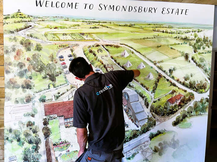 Wayfinding Wall Graphic Map for Symondsbury Estate Reception