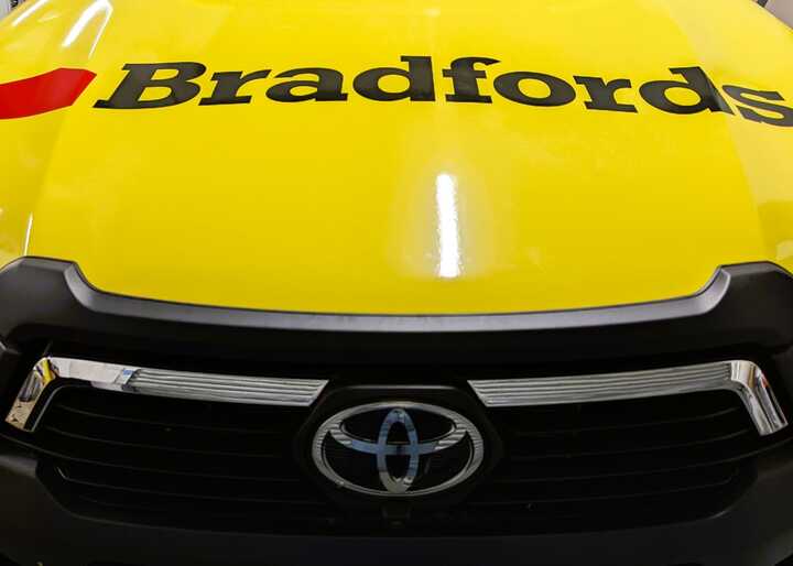 Bonnet Graphic Close-Up Wrap & Branding - Toyota Hilux Invincible X for Bradfords Building Supplies