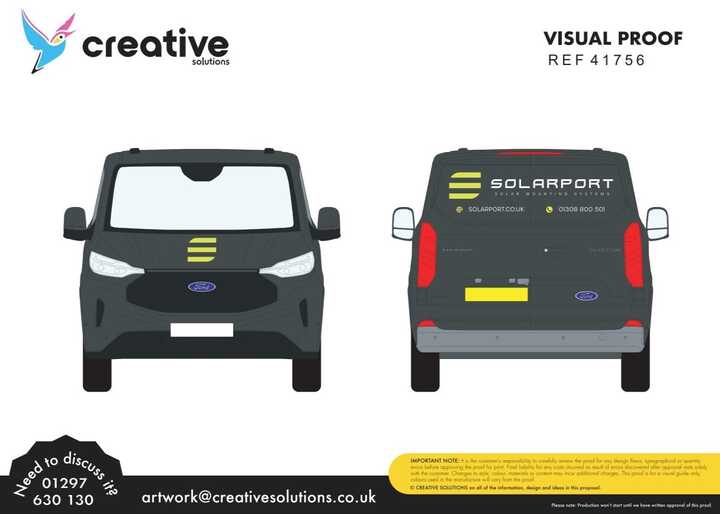 Digital Artwork Proof for Solarport's 2024 Ford Transit Custom