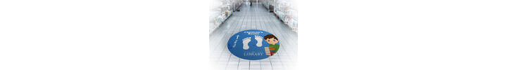 Signtac Self-Adhesive Floor Graphic in a shop showing library artwork.jpg