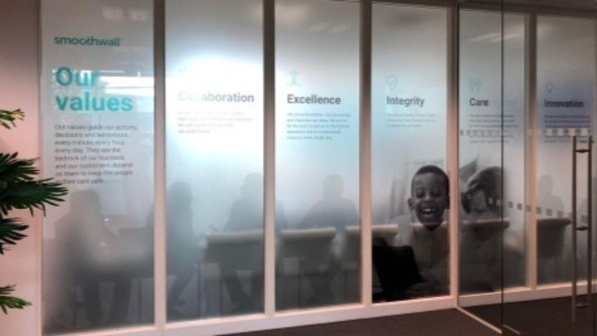 Printed Business Values & Mission Statement on Etched Glass Vinyl Meeting Room.jpg