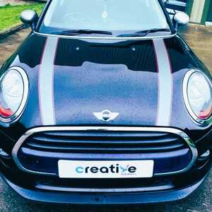 Close Up - Replicated & Replaced Custom Mini Cooper Vinyl Bonnet Stripes Close Up - Replicated & Replaced Custom Mini Cooper Vinyl Bonnet Stripes
