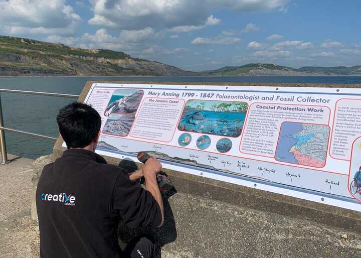 New Information Panel Display for Mary Anning Rocks in Lyme Regis