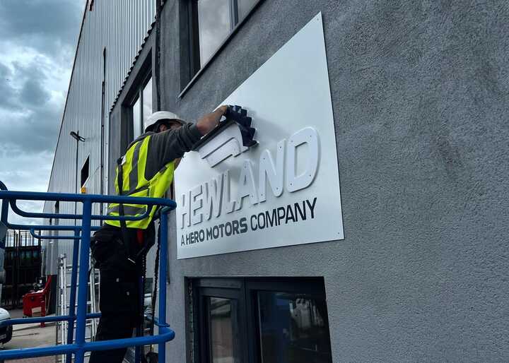 Custom Fascia Signage - ACM Panel With Built-Up Steel Letters & Logo above the entrance door