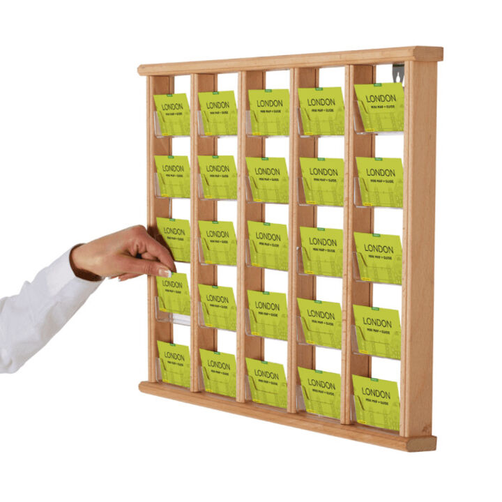 Use a Wooden Wall Mounted Card Holders for an attractive wall display.png