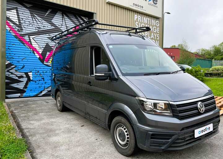 New dark grey VW Crafter Van ready for branding