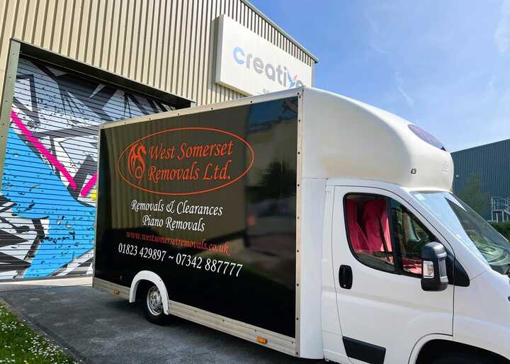 Vehicle Graphics Branding - West Somerset Removals - Drivers Side
