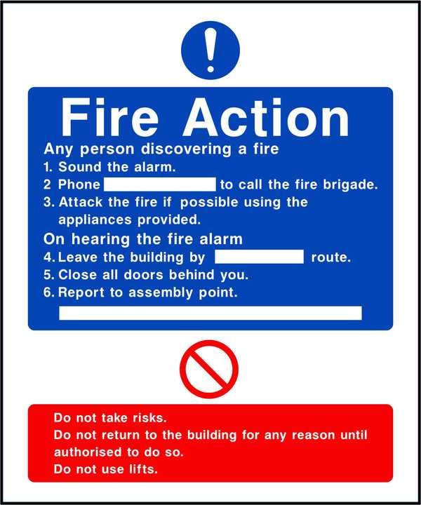 Fire Action 6 Point Sign